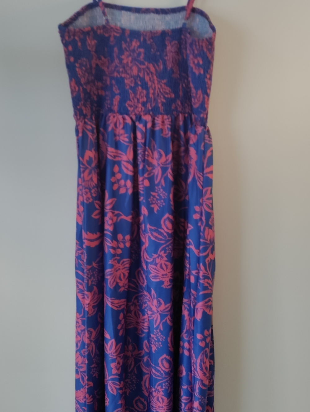 Maxi Sundress with Smocked Bust, Spaghetti Straps, Flowy A-Line Fit Size L - Picture 8 of 11